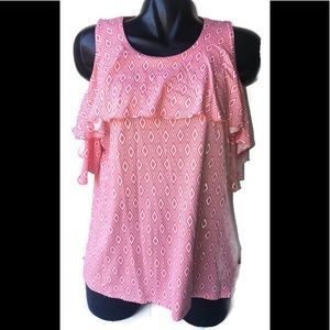 Michael Kors cold shoulder ruffle top